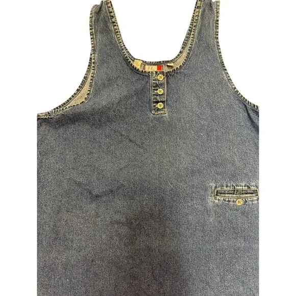 Vintage J.L N.Y Sport Women's 2x Denim short jumper dress sleeveless - Picture 2 of 4